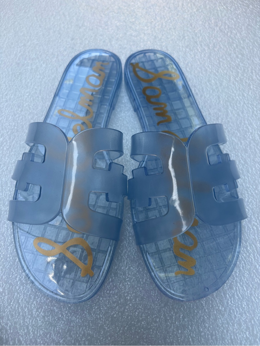 Sam Edelman Translucent Blue Slide Sandals